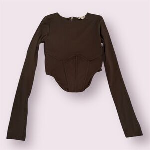 Bobbles & Lace Long Sleeve Gray Structured Top